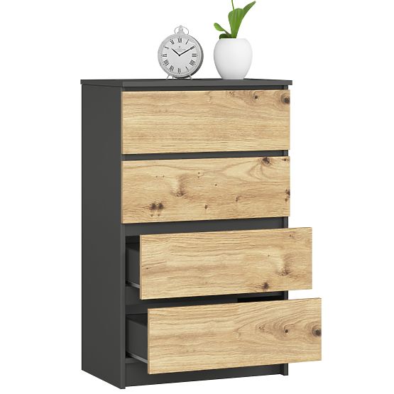 CHEST OF DRAWERS K60 4SZ CLP PK GRAPHITE GRAY / ARTISAN OAK