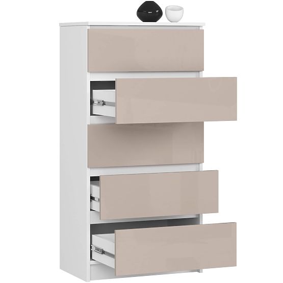 CHEST OF DRAWERS K60 5SZ CLP PK CAPPUCCINO GLOSS