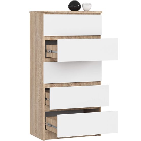CHEST OF DRAWERS K60 5SZ CLP PK OAK SONOMA / WHITE