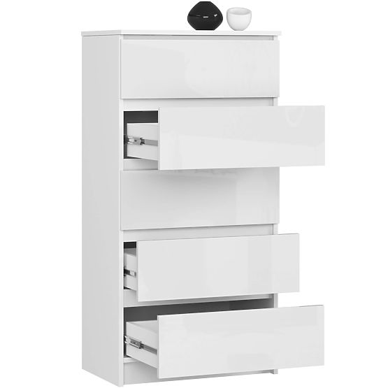 CHEST OF DRAWERS K60 5SZ CLP PK WHITE GLOSS