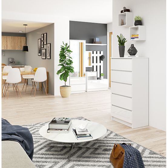 CHEST OF DRAWERS K60 5SZ CLP PK WHITE GLOSS