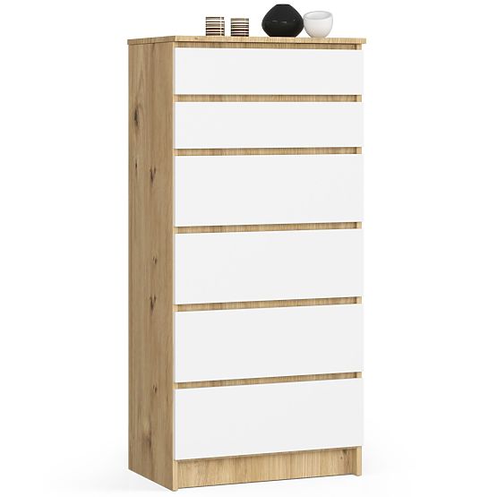CHEST OF DRAWERS K60 6SZ CLP PK ARTISAN OAK / WHITE