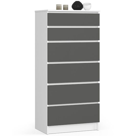 CHEST OF DRAWERS K60 6SZ CLP PK WHITE / GRAY