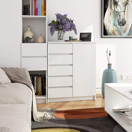 CHEST OF DRAWERS K80 1D 5SZ PK WHITE