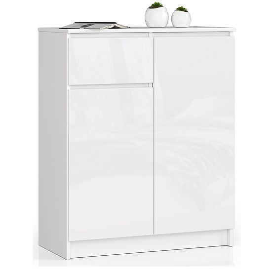 CHEST OF DRAWERS K80 2D 1SZ CLP PK WHITE GLOSS