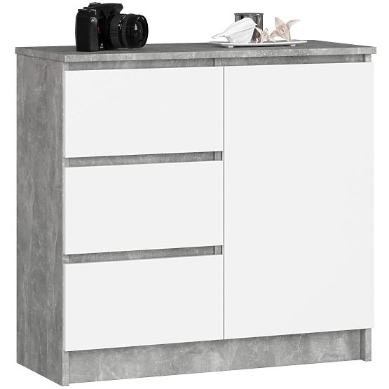 CHEST OF DRAWERS K80 JERRY 1D 3SZ PK CONCRETE / WHITE