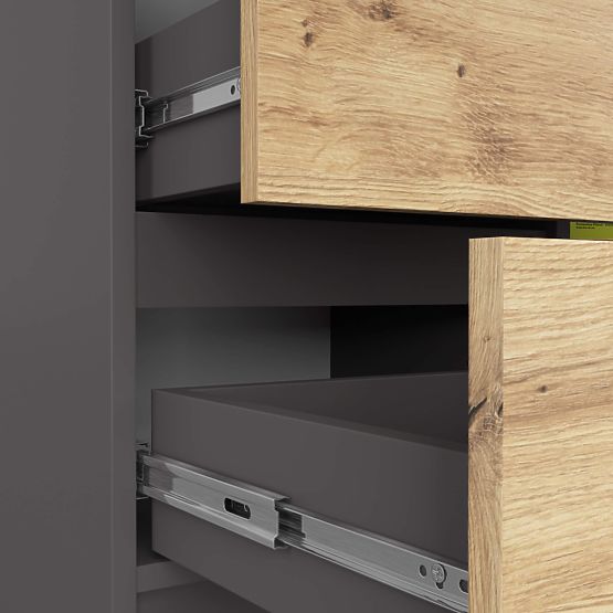 CHEST OF DRAWERS K80 JERRY 1D 3SZ PK GRAPHITE GRAY / ARTISAN OAK