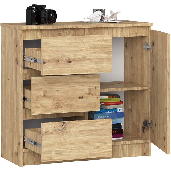 CHEST OF DRAWERS K80 JERRY 1D 3SZ PK OAK ARTISAN