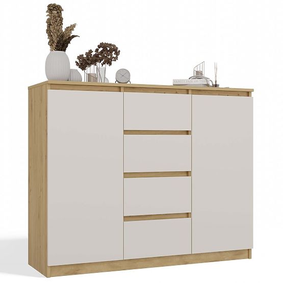 Chest of Drawers Malwa 2D4S 120 OAK ARTISAN CASHMERE BEIGE