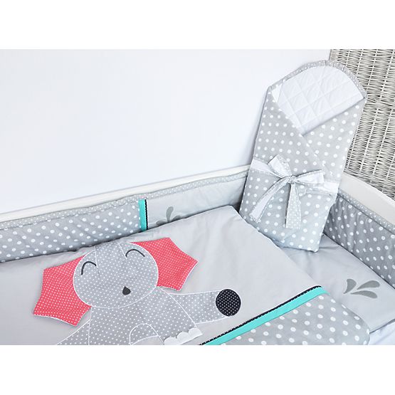 Children 3-dílné bedding slonik gray