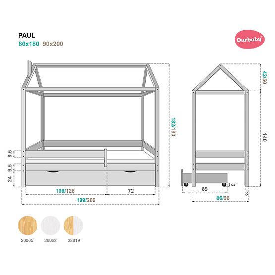 Children's House Bed Paul - White