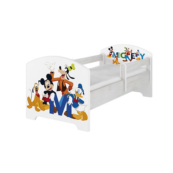 Dětská postel se zábranou - Mickeyho kamarádi - norská borovice