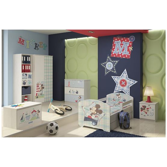 Children bed with barrier - Mickey Mouse - decor norwegian pine