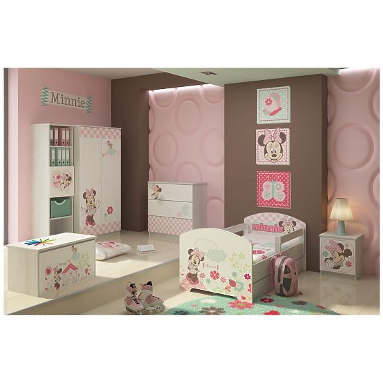 Children bed with barrier - Minnie Mouse - decor norwegian pine