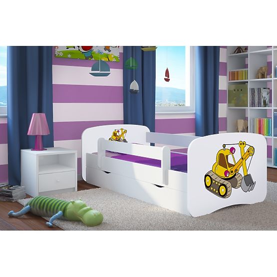 Children's Bed with Guardrail Ourbaby - Digger - White