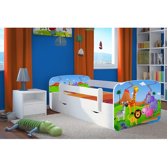 Children's Bed with Barrier Ourbaby - Safari - White