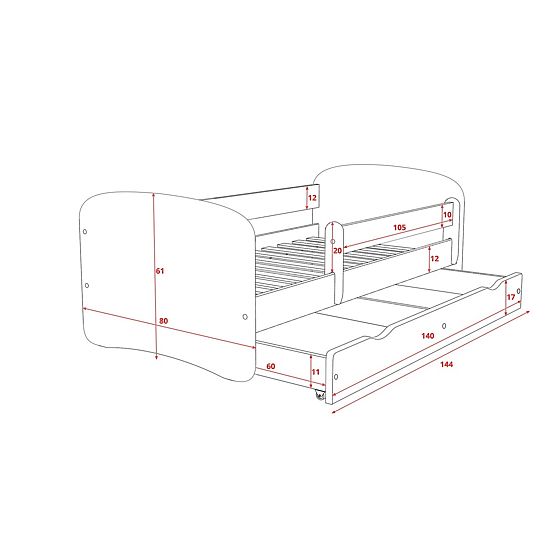 Children bed with barrier - Panda - white