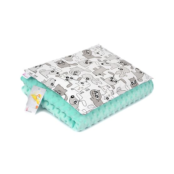 Children blanket a pillow L Animals - mint