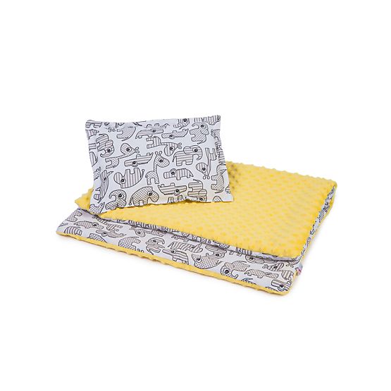 Children blanket a pillow L Animals - yellow