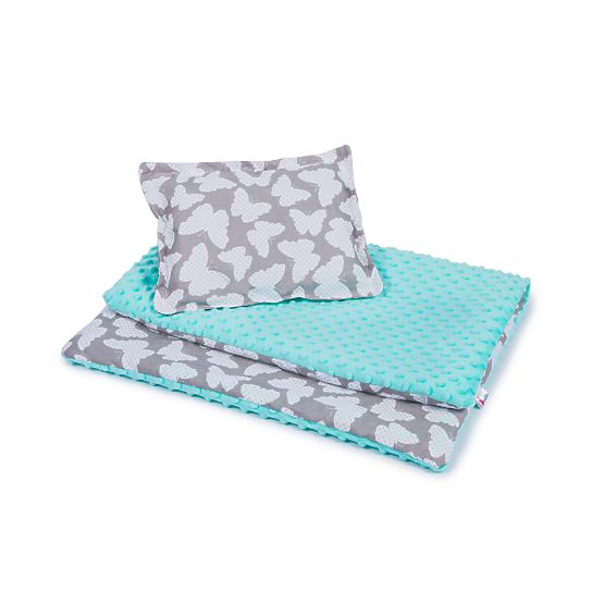 Children blanket a pillow L Butterflies - mint