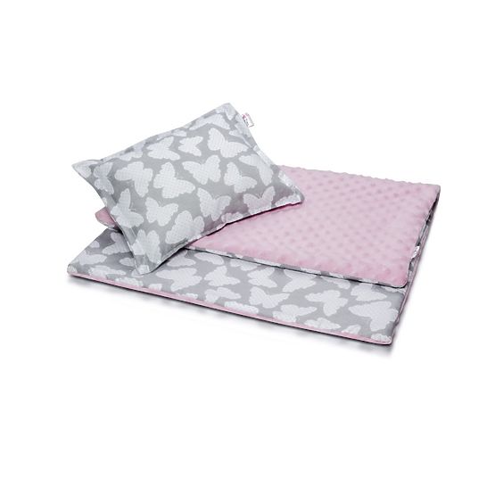 Children blanket a pillow L Butterflies - różowa