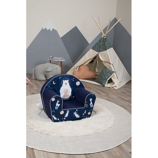 Polar bear children's chair - dark blue