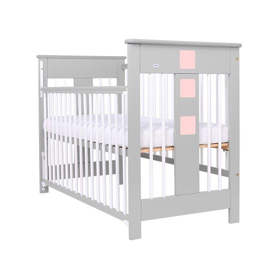 Children cot Drewex Sahara with stahovací sidewall gray-pink gray