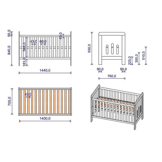 Zuza Children's Bed 140x70 cm with Daybed Side