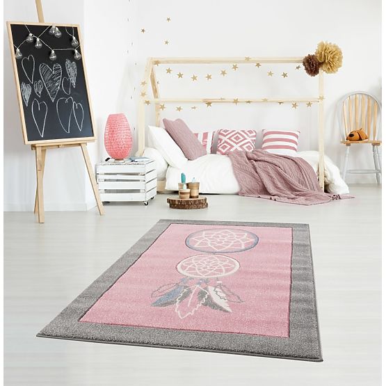 Children's Rug Catcher dreams - pink-gray