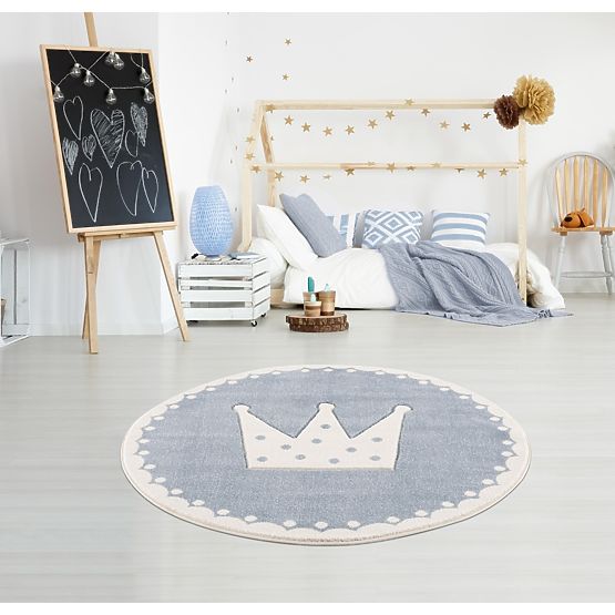 Children's Rug Crown - blue-white