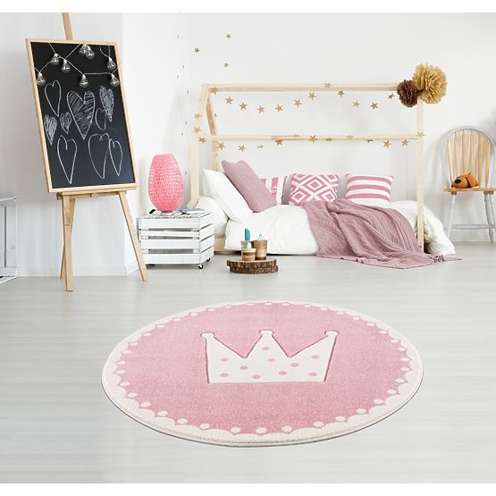 Children's Rug Crown - pink and white