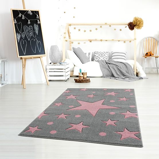 Children's Rug Stars - gray-pink