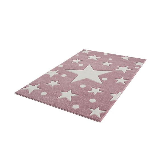 Children's Rug Stars - pink and white