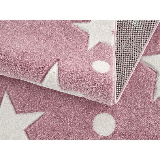 Children's Rug Stars - pink and white