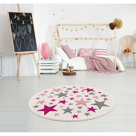 Children's Rug Stella Round - creamy-pink