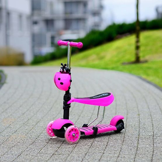 Children push bike a scooter Ladybird - pink