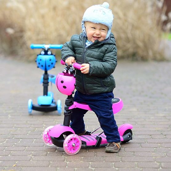 Children push bike a scooter Ladybird - pink