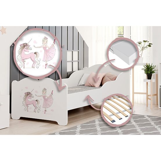 Children's Bed ANNA with Mattress 140x70 Girl with Unicorn