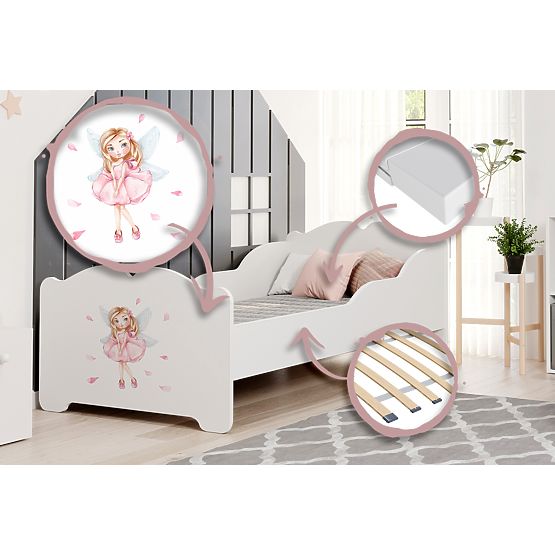 Children's Bed ANNA with Mattress 140x70 Girl with Wings