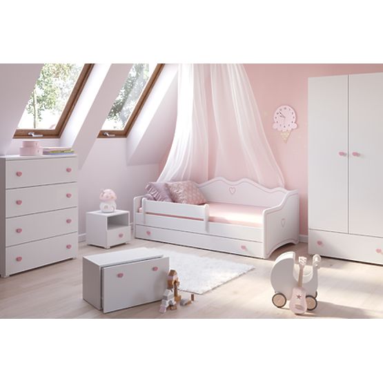 Children's Bed EMMA with Drawer and Guardrail 140x70 Pink