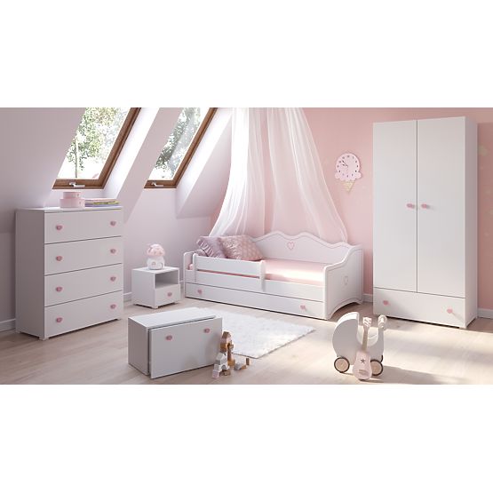 Children's Bed EMMA with Drawer and Guardrail 160x80 Pink
