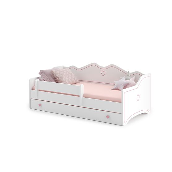 Children's Bed EMMA with Drawer and Guardrail 180x80 Pink