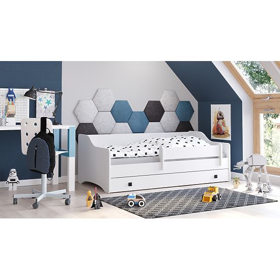 Children's Bed ERYK with Drawer and Guardrail 160x80 Black Handle