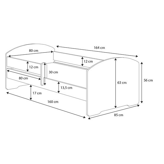 Children's Bed MAX with Drawer and Guardrail 160x80