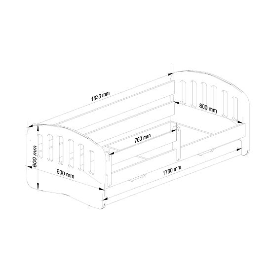 Children's Bed PLAY 180x80 Pink + Mattress