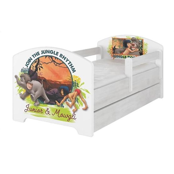 Children's Bed with Safety Rail - The Jungle Book - Norwegian Pine Decor