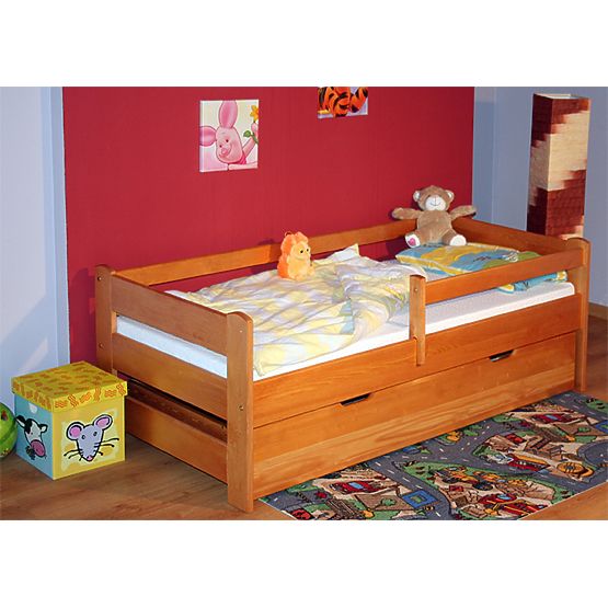 Children's Bed with Safety Rail - Alder