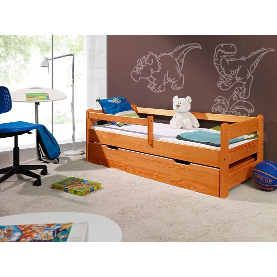 Children's Bed with Safety Rail - Alder