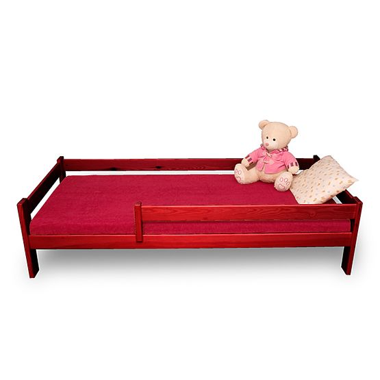 Children's Bed with Safety Rail - Mahogany