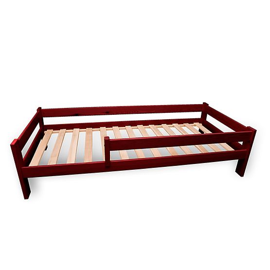 Children's Bed with Safety Rail - Mahogany
